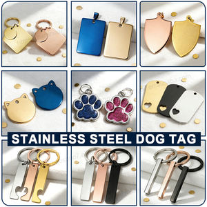 Pelat Nama Anjing Personal 6 Warna Baja Anti Karat Logo UV/Laser Kalung ID Hewan Peliharaan Bentuk Tulang Kosong untuk Diukir - Product Image 3