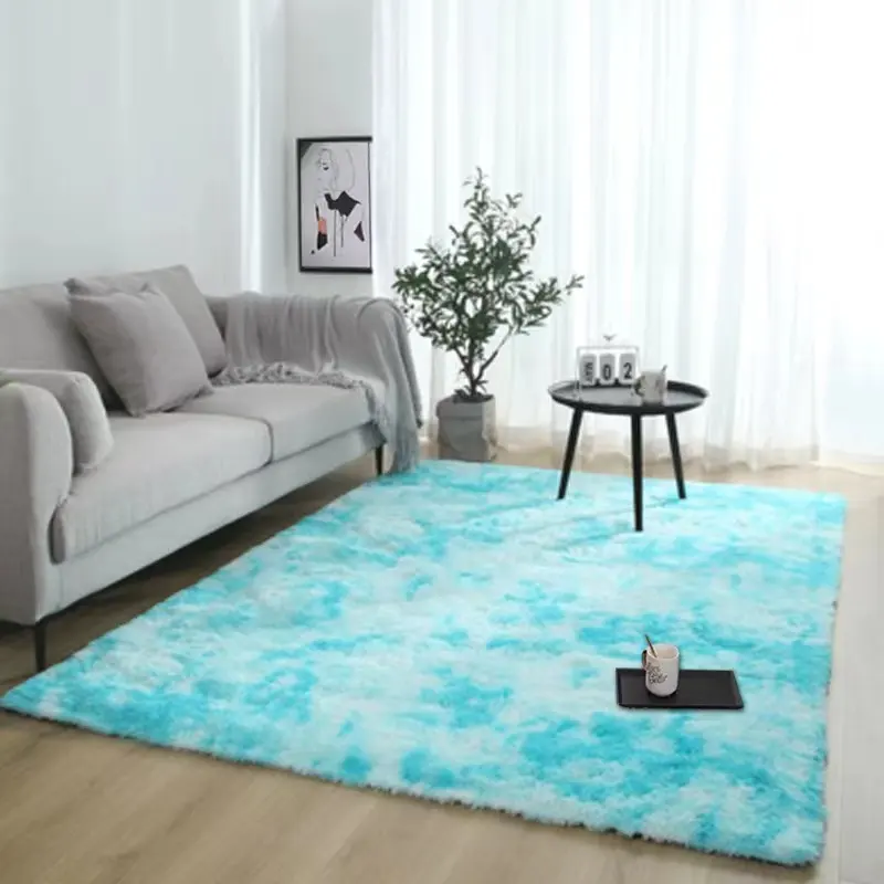 북유럽 넥타이 염색 그라디언트 긴 더미 카펫 거실 커피 테이블 패드 푹신한 카펫 고급스러운 침실 카펫