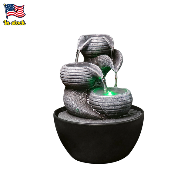 Stone-Style Tiered Resin Buddha Statue with LED Light Hand-painted Art Decor for Indoor Home Relaxation Space Model