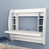 Bureau d'ordinateur mural flottant, table de bureau à domicile pour PC avec étagère de rangement, blanc