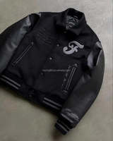 Veste de baseball personnalisée pour homme, logo brodé, manches contrastées, boutons pression, style streetwear, style varsity, OEM ODM