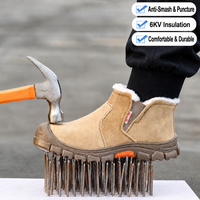 Chaussures de sécurité à enfiler doublées polaire, embout en acier recouvert de plastique, semelle intermédiaire en Kevlar, anti-perforation, isolées, pour le travail