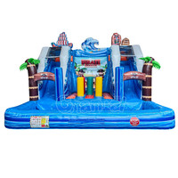 Toboggan aquatique gonflable double pour fête pirate, toboggan aquatique gonflable commercial avec piscine