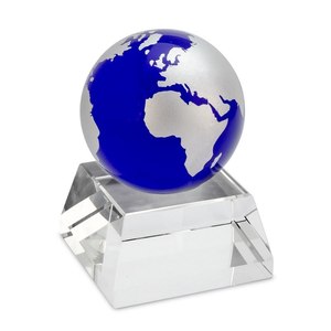 <b>GLOBE</b> WORLD Blue Glass <b>Globe</b> 60mm Diameter and 85mm Height - Product Image 1