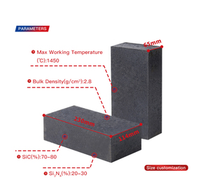 Ladrillo <span class=keywords><strong>Refractario</strong></span> de Carburo de Silicio Unido con Nitruro de Silicio (Si3N4 SiC) para Horno de Recalentamiento de Acero con Corte Personalizado - Product Image 2