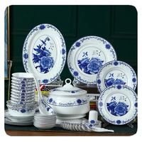 Nouvel ensemble de vaisselle en porcelaine de Chine personnalisée avec décalcomanie, 60 pièces, ensemble de vaisselle en porcelaine, ensemble de vaisselle de dîner