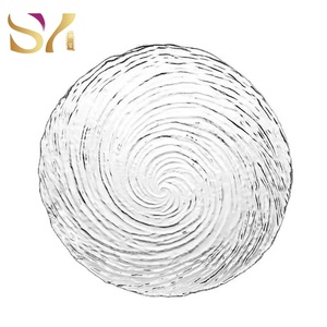 Vaisselle SONYA, assiettes rondes en <span class=keywords><strong>verre</strong></span> transparent <span class=keywords><strong>bleu</strong></span> ciel à texture tourbillonnante, sans plomb, pour mariages, fêtes, dîners, assiettes de service en <span class=keywords><strong>verre</strong></span> - Product Image 6