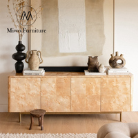 Buffet moderne en bois massif avec compartiments de rangement, armoire personnalisée en bois de placage naturel, console multimédia de rangement