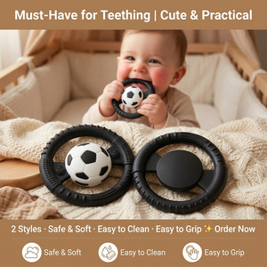 Anneau de dentition circulaire en silicone pour bébé, en forme de volant de football, doux au toucher, jouet sensoriel pour nourrisson et tout-petit, prix de gros - Product Image 5