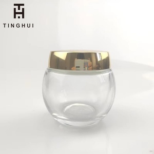 Pot cosmétique vide en verre pour gommage corporel, crème visage, forme boule, avec couvercles ronds, capacités personnalisées 1.7, 2, 4, 5, 8, 11 oz - Product Image 1