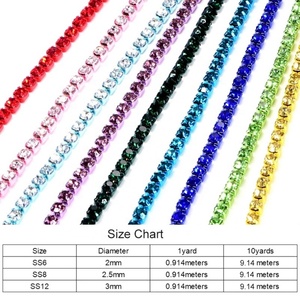 Chaîne de strass colorée Oleeya en gros, 10 yards, avec base et pierres de la même couleur, garniture en strass de verre, chaîne de coupe en cristal - Product Image 4