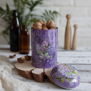 Kontensan EF11528 1.2L Purple Flower Round Metal Tin with <b>Dome</b> Lid 105x150mm for Jewelry Organizers Turkey - Product Image 3