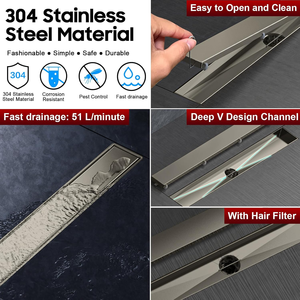 Hot bán gạch côn trùng bằng chứng dài tuyến tính thoát nước sàn chống mùi hình chữ nhật thép không gỉ phòng tắm vòi hoa sen xả - Product Image 3