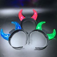 Cadeaux de fête d'Halloween et de Noël, logo personnalisé, cornes de diable colorées à LED, bandeau lumineux, accessoires pour cheveux
