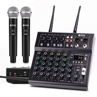 6-Kanal-Audiomischpult M06 mit 2 drahtlosen dynamischen XLR-Metallmikrofonen für persönliches Live-Streaming