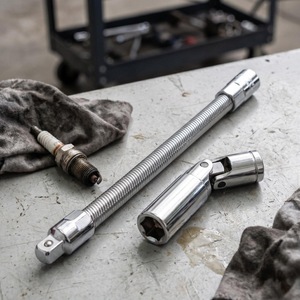 Guest Quality Spark Plug Sleeve 16mm Flexible Shaft <b>Extension</b> Rod Deep Hex <b>Socket</b> Mirror Polished Finish - Product Image 2