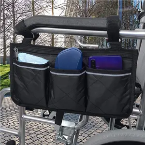 Saco de armazenamento para marcha privada, bolsa com anexo para o ar livre, bolsa lateral para rollator, cadeira de rodas, caminhantes dobráveis