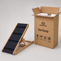 Rampe pour chien pour lit et canapé, portable, avec structure en bois, tapis antidérapant à nervures, support réglable, conception pliable facile, accès pour chiot à domicile