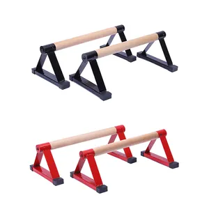 Wholesale Fitness Equipment Wooden Push Up Bar Triangle Bracket Wooden Calisthenics Parallettes