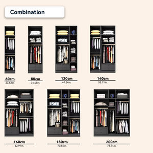 Armadio Moderno Grigio Personalizzabile Estensibile Autoportante con Asta Appendiabiti, Ampio Spazio di Archiviazione in Truciolato, Stile Legno per Camera da Letto - Product Image 3