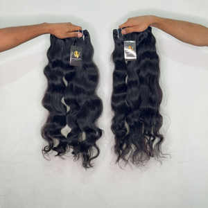 Paquete de extensiones de cabello humano templo indio de fábrica, vendedores de cabello ondulado crudo cabello humano virgen natural sin procesar - Product Image 2