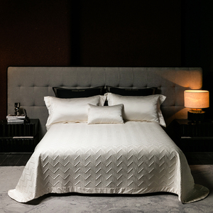 Italian High-end 5D Craftsmanship Jacquard Bedding Sets <strong>Beige</strong> 100% Australia Cotton Summer Quilt With <strong>Bedspread</strong> - Product Image 2