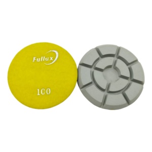 Fullux <span class=keywords><strong>3</strong></span> 인치 80mm 건식 및 습식 수지 본드 다이아몬드 연마 패드, 후크 루프 백킹이 있는 콘크리트 바닥에 내구성 사용 - Product Image 3