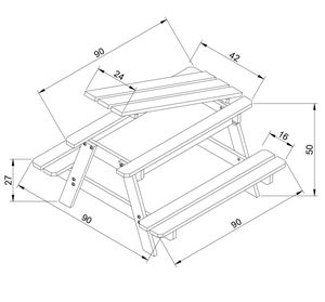 Table de pique-nique TIMBELA M010-1 pour enfants, utilisation en extérieur/intérieur, 90 x 90 x H50 cm, design minimaliste, bois massif, coussin à séchage rapide - Product Image 4