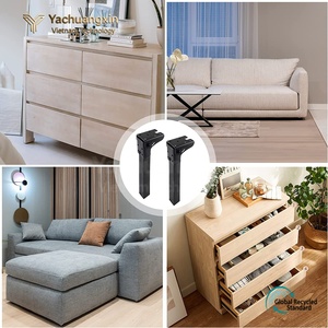 Hardware accessories black square alloy furniture legs with <b>adjustable</b> height connectors, suitable for home installation hardwar - Product Image 6