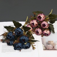 Nouvelles Fleurs Artificielles Durables en Soie à 6 Têtes, Style Automne Austin, Pivoines Rétro Nordiques Vintage pour Décoration de Table à Manger, Hôtel et Fenêtre