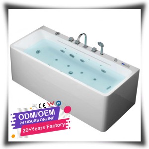 Baignoire rectangulaire HG en acrylique blanc avec massage par remous, cascade, <span class=keywords><strong>jacuzzi</strong></span> extérieur, spa, bain à remous avec robinet et bain froid - Product Image 1