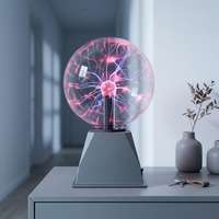 Lampe à plasma avec base pyramidale, globe d'éclairs statiques coloré, décoration de table de chambre, cadeau scientifique original, boule à plasma
