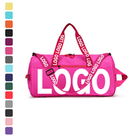 Sac de sport personnalisé en polyester imperméable de couleur bleue pour femmes, sac de sport, gym, entraînement, danse, voyage, avec logo