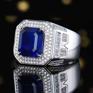 SGARIT 6.69ct 18k gold Natural Sri Lanka blue sapphire fashion gemstone 134pc 0.571c diamond AIGS+NGTC certificate for <b>Man</b> <b>Ring</b> - Product Image 3