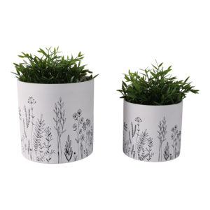 Jardinières avec motif de fleurs sauvages pour une utilisation intérieure et extérieure, support à plantes contemporain - Product Image 2