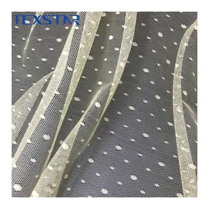 100% Polyester jacquard dot fabric mesh fabric with different size dot for dress, mosquito net