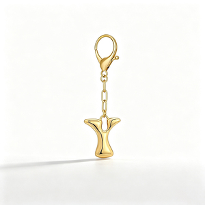 Breloques porte-clés en alliage de zinc en forme de lettres bulles, 26 pièces, alphabet minimaliste élégant et polyvalent, pendentif de sac en métal, en stock, livraison rapide - Product Image 2