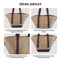 Sac fourre-tout trapézoïdal en cuir écologique OUVERIE avec fermeture éclair, sangle tressée, positionnement GPS, grande capacité, pour femme
