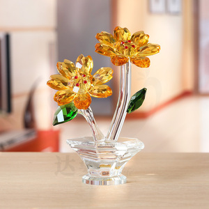 Crystal Sunflower Ornament Glass <b>Mini</b> Yellow Flower Decor Graduation Gift <b>Desk</b> Car Interior Decoration - Product Image 3