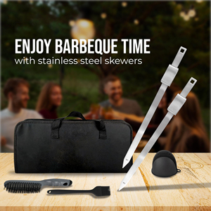 10-Mảnh 304 Thép Không Gỉ <span class=keywords><strong>Kabob</strong></span> Xiên 16.5 Inch Dài 0.7 Inch Rộng Phẳng BBQ Chịu Nhiệt Ngoài Trời Nhà Bếp Không Có Gỗ Xử Lý - Product Image 4