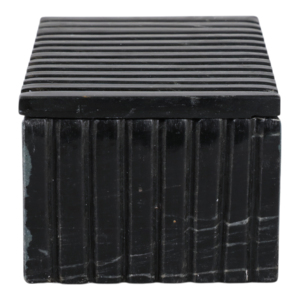 Decorative Marble Ridged <b>Box</b> With Lid For Jewelry Keepsake <b>Storage</b> Home Decor Modern Accent <b>Shelf</b> Organizer - Product Image 4