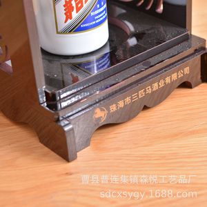 Wooden Wine Rack <b>Retro</b> Hollowed Out Painted Portable Liquor Display For Business <b>Gifts</b> - Product Image 2