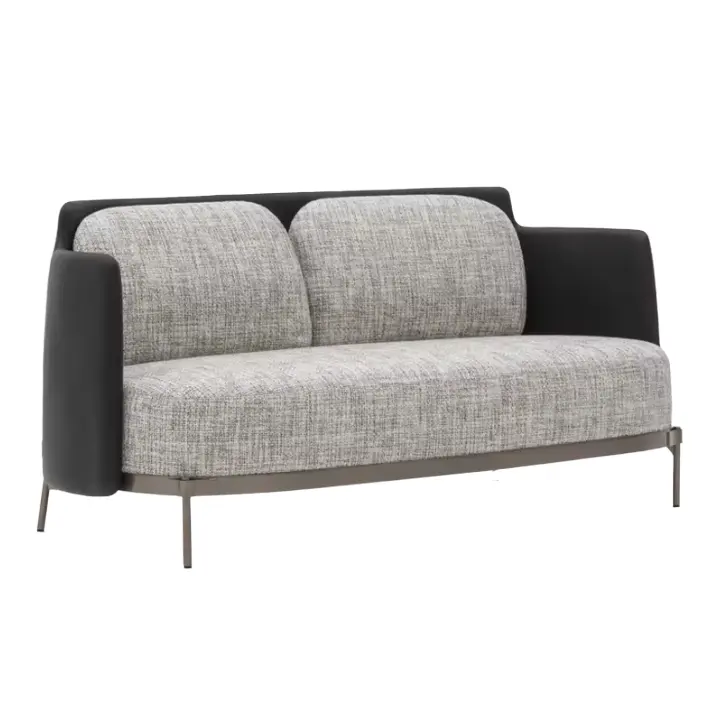 High End Italian Design Living Room Sofa Set Furniture Fabric Upholstery Metal Base 2 Seater Sofa