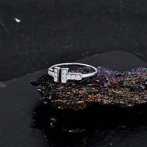 Open Pure Silver <b>Ring</b> Coil Set with Diamonds, Pure Silver <b>Moissanite</b> <b>Ring</b> - Product Image 5