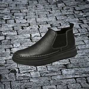 AMPLE Frosted Ankle Boots Men's PU <b>Leather</b> Casual <b>Shoes</b> Warm <b>Slip</b>-<b>On</b> All Seasons New Arrival Wholesale - Product Image 3