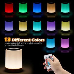 Wood Grain Remote Control Night <b>Light</b> RGB Color Changing Desktop Bedside Lamp With <b>Timer</b> And Sensor For Sleep Mood Lighting - Product Image 2