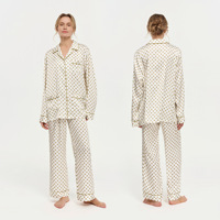 Ensemble pyjama pour femme à pois, manches longues et pantalon, avec passepoil contrastant, mignon, pour l'automne et le printemps, deux pièces