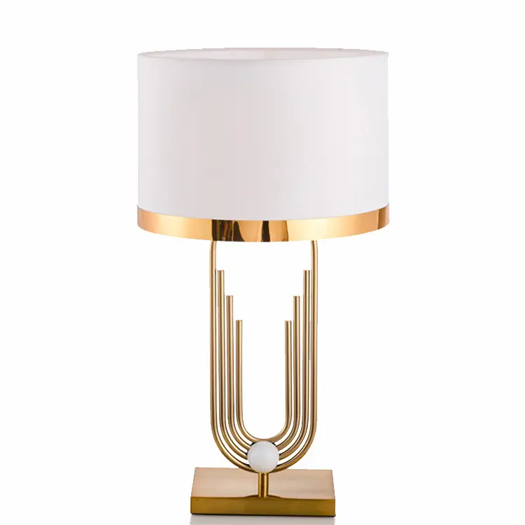 Hotel luxury modern white fabric lamp shade desk lamp home decorative night light bedside table lamp