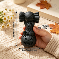 Statue en Obsidienne Noire Naturelle en Forme de Citrouille Fantôme avec Sculpture de Bonbons, Polie à la Main, Décoration d'Halloween, Cadeau