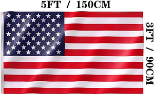 Американский флаг США <span class=keywords><strong>3x5</strong></span> футов, уличный, двусторонний, 3-слойный, яркие цвета, 220D, сверхпрочный, сделано в США, флаг-баннер с 2 люверсами - Product Image 2